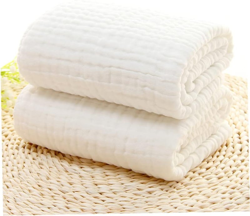 woobles Baby Bath Towel, 105x105cm 6-Ply Cotton Gauze Super Soft Bath Towels, Strong Absorbent Washcloths for Baby Newborn Kids (White) - Image 1